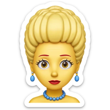 3D emoji head-only, smooth plastic, soft studio light, big round eyes, bold outline, centered, transparent bg,
Marge Simpson, yellow skin, tall cylindrical blue beehive hair, red bead necklace, overbite, no earrings, no eyelashes, no blonde hair sticker