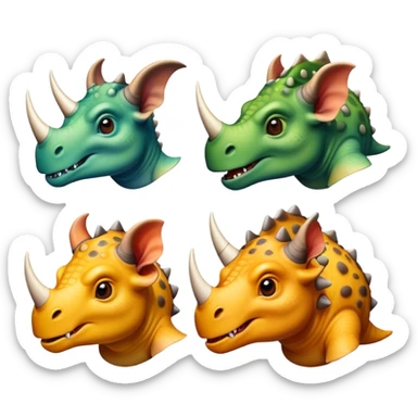 faces of different triceratops sticker