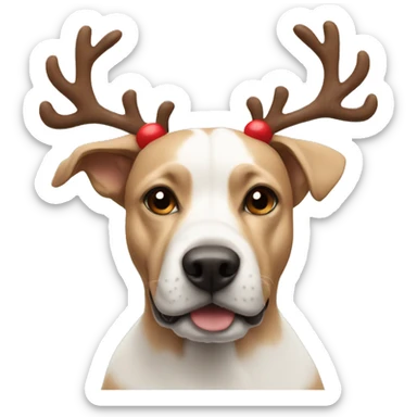Dog wearing reindeer antlers sticker