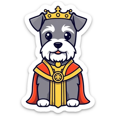 Miniature schnauzer dressed up as a Spanish emperor  sticker
