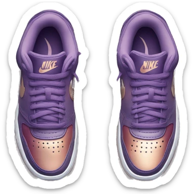 photorealistic pair of metallic dark purple to rose gold ombre Nike Sneakers sticker