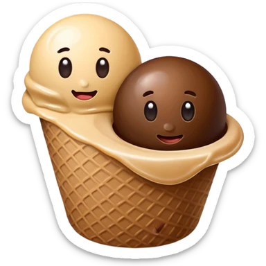 bolitas de helado de cafe con semilla de cafe minimalista  sticker