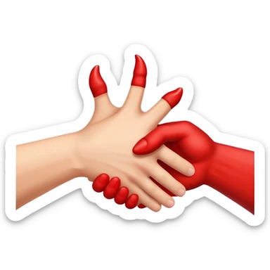 Regular human hand, shaking hands with a devil hand ￼ sticker