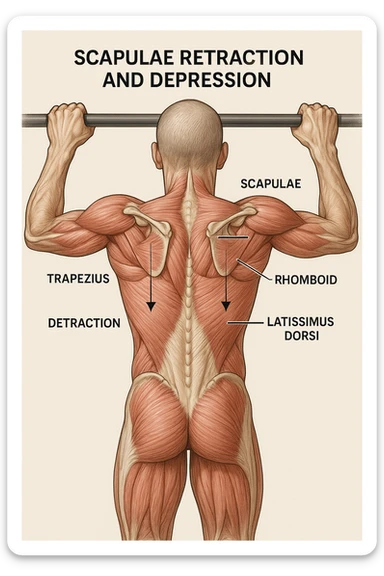 vista delle scapole durante le trazioni, visione anatomica sticker