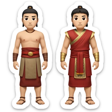 create an emoji set of a cartoonish full body chinese man from 2000 BC doing 16 verbs or emotions sticker