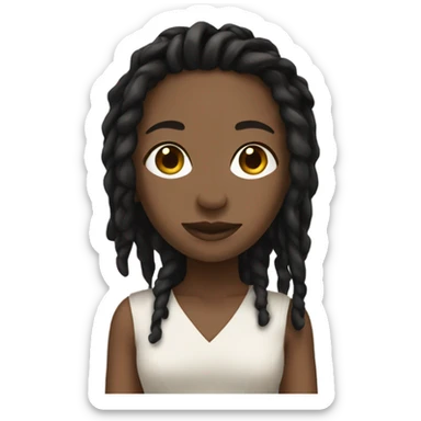 Tan girl with black locs dark white dress full body sticker