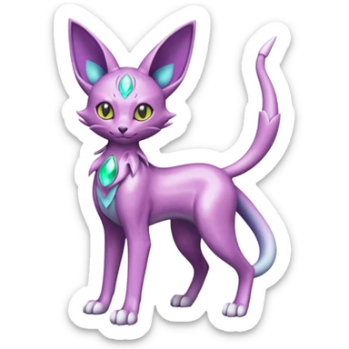 Shiny Espeon-Genesect-Mewtwo-Serval-Fakémon-hybrid-creature (full body)  sticker