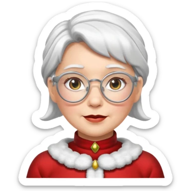 female Santa Claus with glasses whith short hair sticker