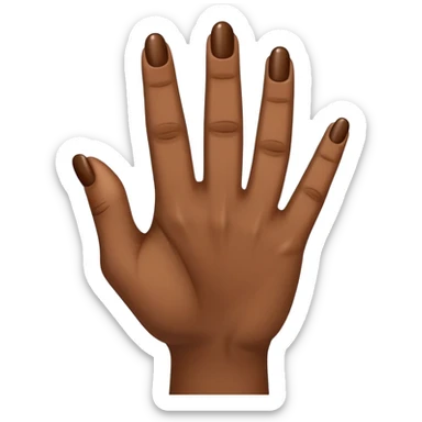brown skin hand with 5 fingers, middle finger crossed over ring finger forming a double-u shape sticker