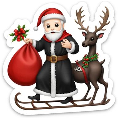 the Grim reaper dressed as Santa.... What gifts would be in his Sleigh.... What would his Sleigh likely look like.... Would the reindeer be skeletons, or ordinary reindeer sticker