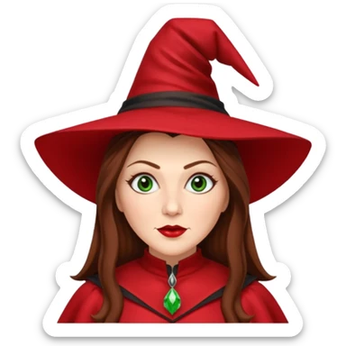 Wicked Witch of the East from the Wizard of Oz with long brown hair, red outfit sticker