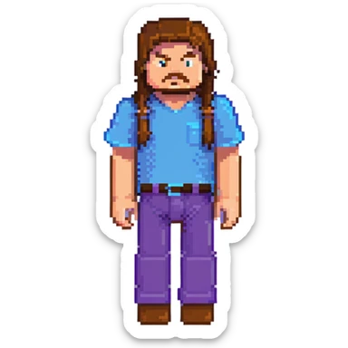 Jack Black as Minecraft Steve, blocky character with brown hair, blue shirt, and purple pants sticker