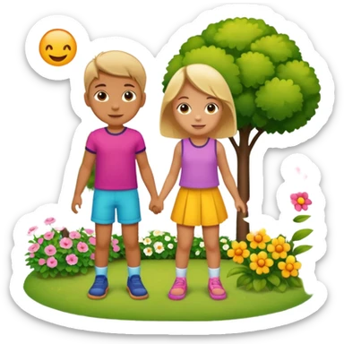 children playing in the garden sticker