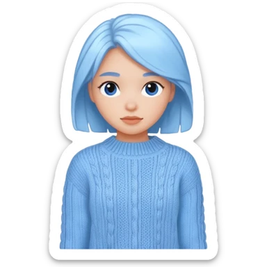 sky-blue Girl's knitted. wool sweater sticker