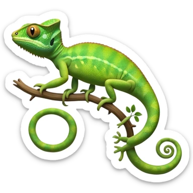 cinematic-chameleon-realistic-full-body-climbing-emoji,-slender-body-gripping-a-twisting-vine-with-prehensile-feet,-scaly-green-skin-shifting-shades-with-its-environment,-large-bulging-eyes-rotating-independently,-delicate-coiled-tail-curling-behind,-long-tongue-slightly-protruding-as-if-ready-to-strike,-simplified-yet-realistic-focused-features,-highly-detailed,-glowing-with-an-ethereal-forest-light sticker