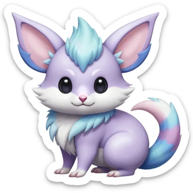  Shiny iridescent colorful pastel flourishing flurry fuzzy Absol-Minccino-Furret-Zangoose-Chinchilla-fusion-animal-Fakémon-hybrid-creature  sticker