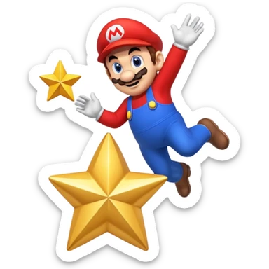 mario bross saltando por una estrella sticker