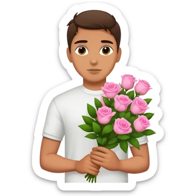 The bad boy is holding a bouquet of pink jasmine roses sticker