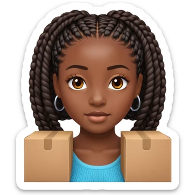 Black girl with box braids sticker