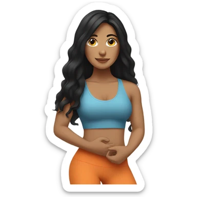 latin woman with long black hair wearing a yoga outfit  sticker