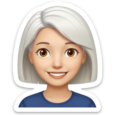 white haired woman with bob hair light skin brown eyes sticker