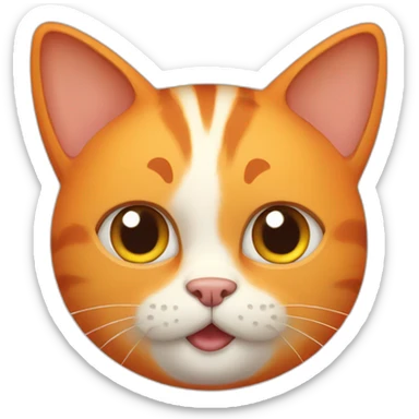 aN orange tubby cat with a cranked right ear sticker