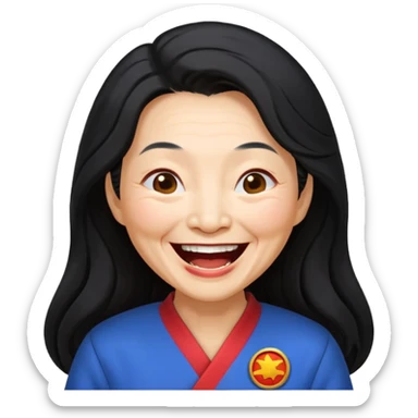 Laughing crazily elderly Chinese superwoman sticker