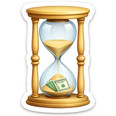 Sandglass with banknotes sticker