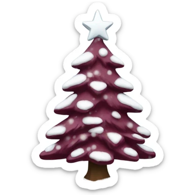 Snowy burgundy Christmas tree sticker