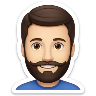 Ehren McGhehey (b.1976) with dark brown hair and beard sticker