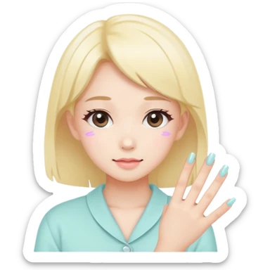 Minimalist kawaii female nail artist, standing alone, simple and clean design, pastel colors, delicate and charming, high-resolution, single subject only sticker