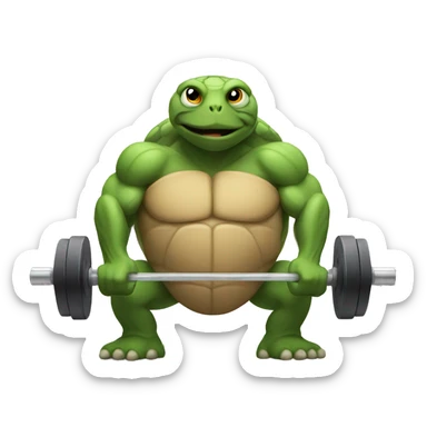 Muscle turtle that lift weights sticker