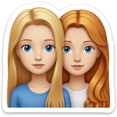 Best friends blonde girl long straight hair with hazel eyes and girl with long wavy ginger with blue eyes sticker