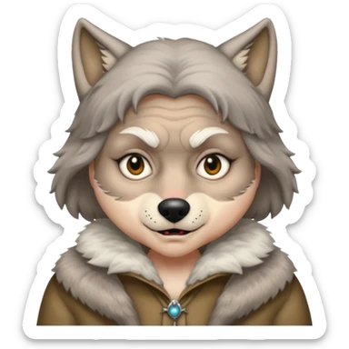 The big bad wolf is wearing Grandma's clothes, yet its face still looks like a wolf's. sticker