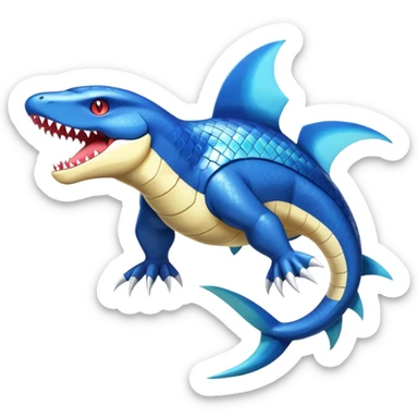 Shiny Exotic Colorful epic Sharpedo-Garchomp-Gabite-Salamence-Koraidon-Feraligatr-Fakémon-hybrid-creature (full body)  sticker