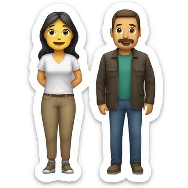 mujer y hombre junto a una carpa  sticker