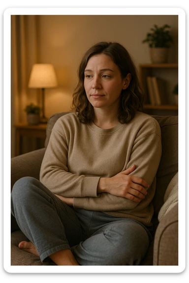 donna che vuole rimanere nella sua zona di comfort. Immagini realistiche sticker