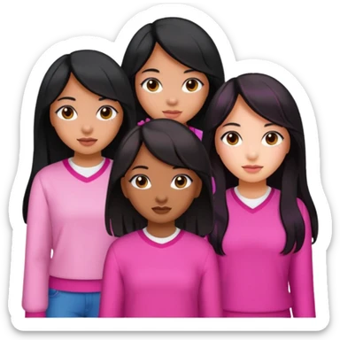Katseye music group 6 members all girl 2 brown girl 1 korean 1 latina 1 girl with black hair pink highlights sticker