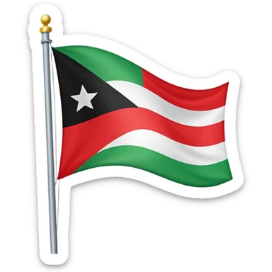 A horizontal tricolour flag of red, white, and black; charged with two green stars at the centre. sticker