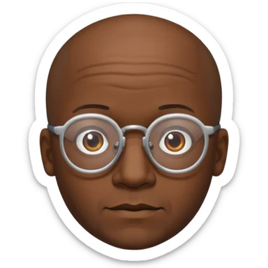 Balding black man with glasses and hair around the sides sticker