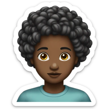 Enfant noire cheveux crépus frisés tressée avec des grosse lèvre sticker