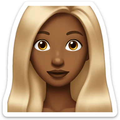 Make a girl with a copper coffee colored skin tone, mixed obv, with long 3b hair and with makeup on sticker