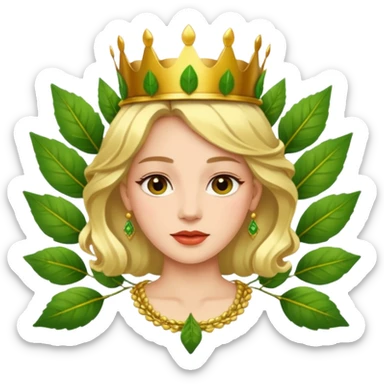 queen with leaf crown sticker