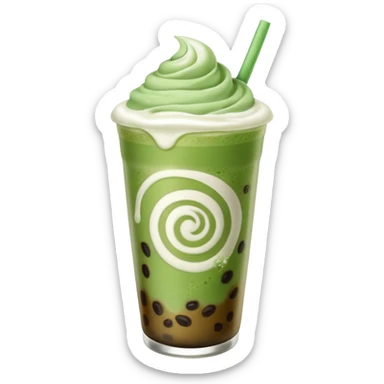 matcha latte with boba and ice without stick and add a lil coffee  sticker