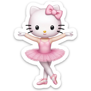 Hello Kitty character in ballet pose with pink tutu sticker
