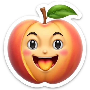 stylized emoji where a peach is split open to reveal a shaking face inside, showing both the fruit and the trembling expression sticker