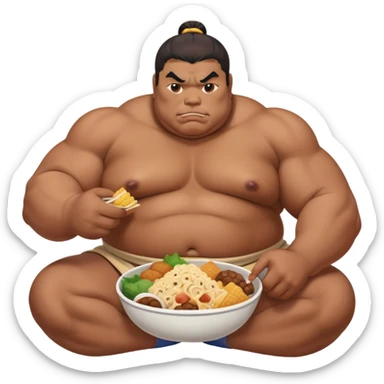 Sumo Wrester eating lots of food  sticker