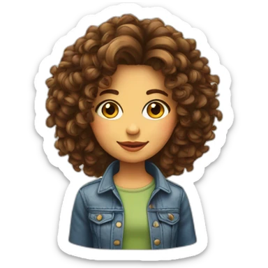 Fille cheveux bouclés brun vêtement cool sticker
