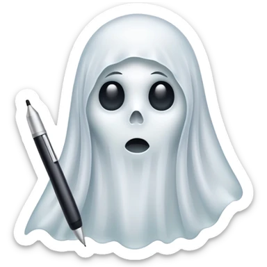 Ghost with writing with a pen as Super Internship sticker