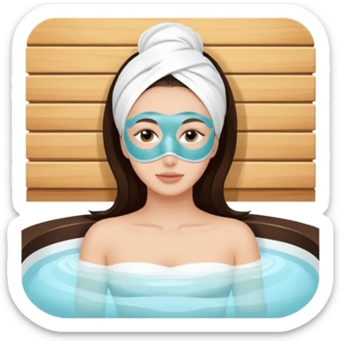 Lady with face mask spa beauty full face relaxing sticker